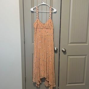 Majorelle REVOLVE fairy midi flowy flower dress in nude peach